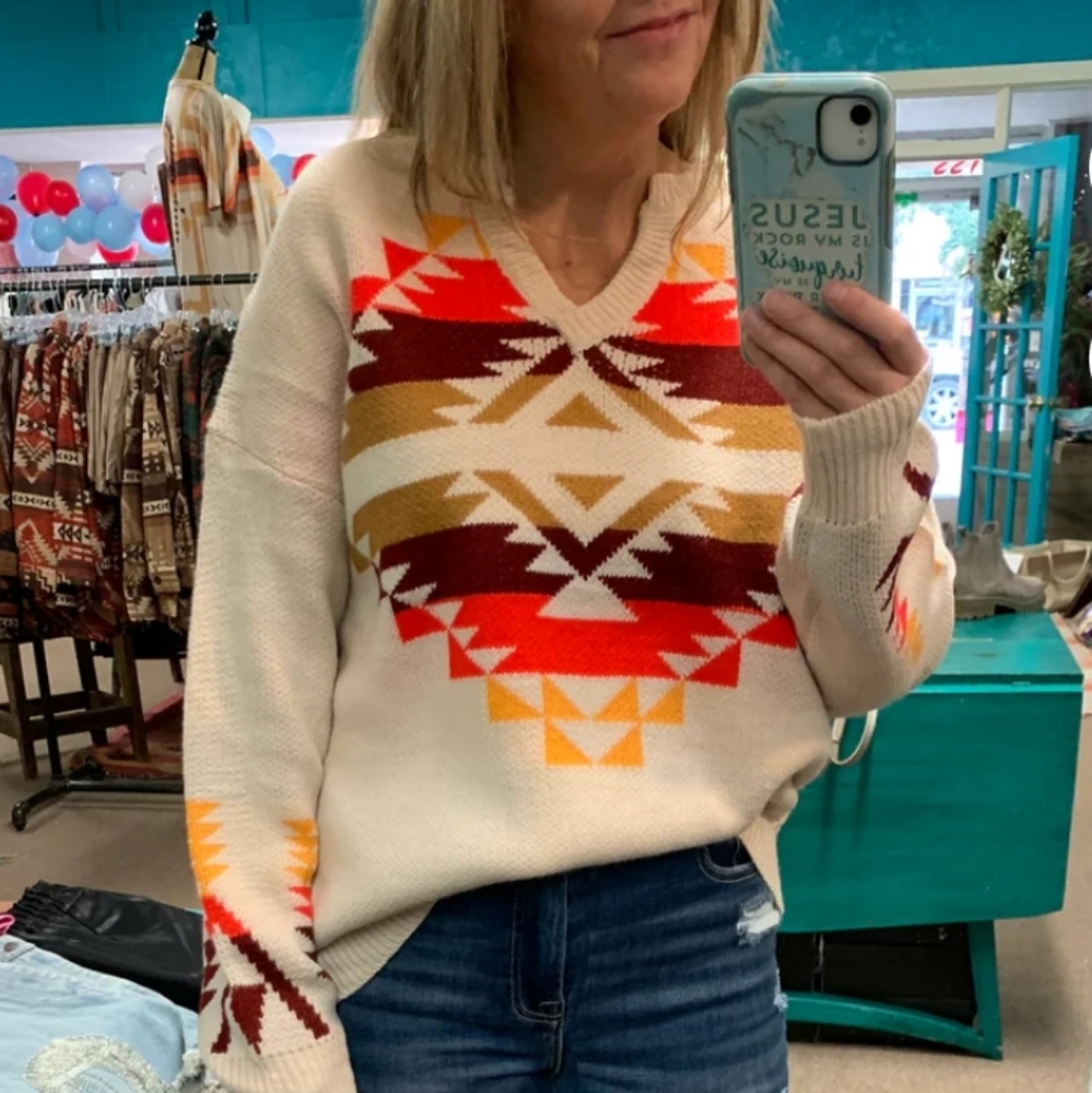 Ivory Aztec Sweater - Picture 2 of 7